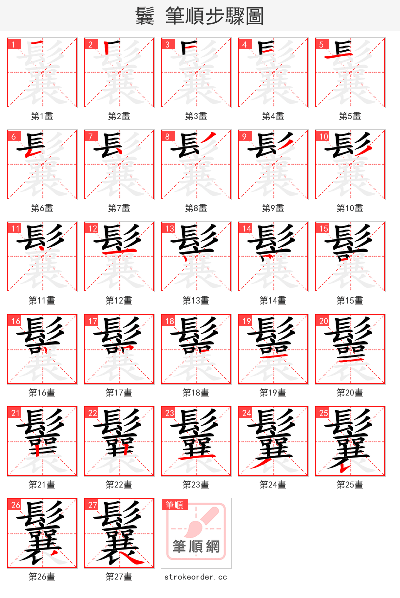 鬤 的笔顺分步演示