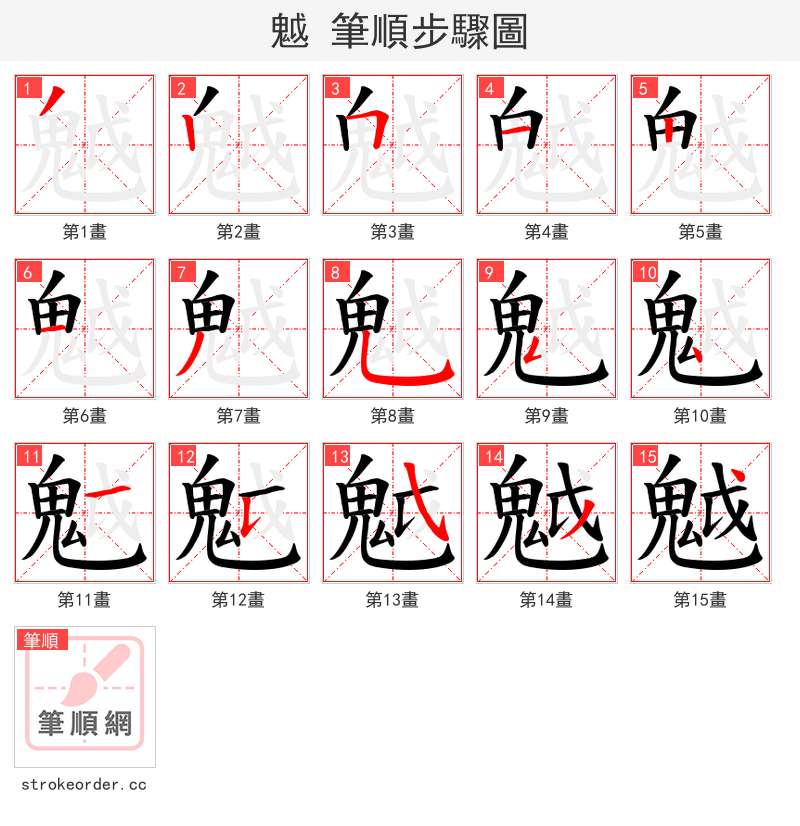 魆 的笔顺分步演示