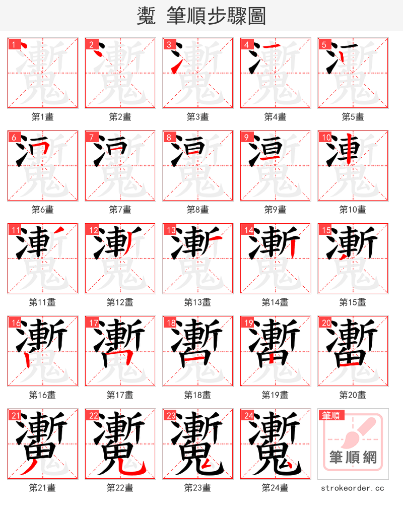 魙 的笔顺分步演示