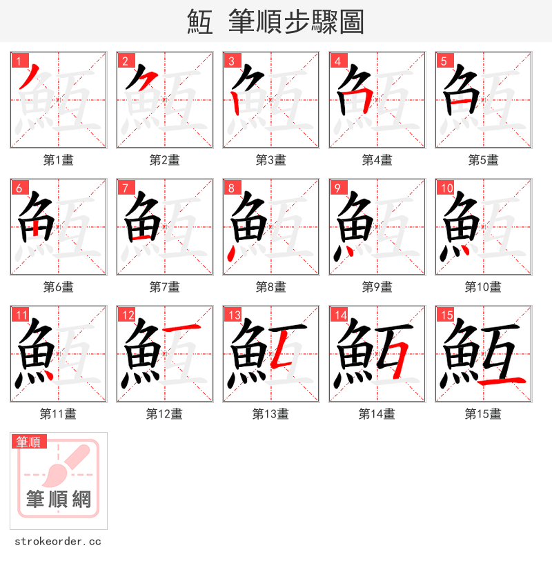 魱 的笔顺分步演示