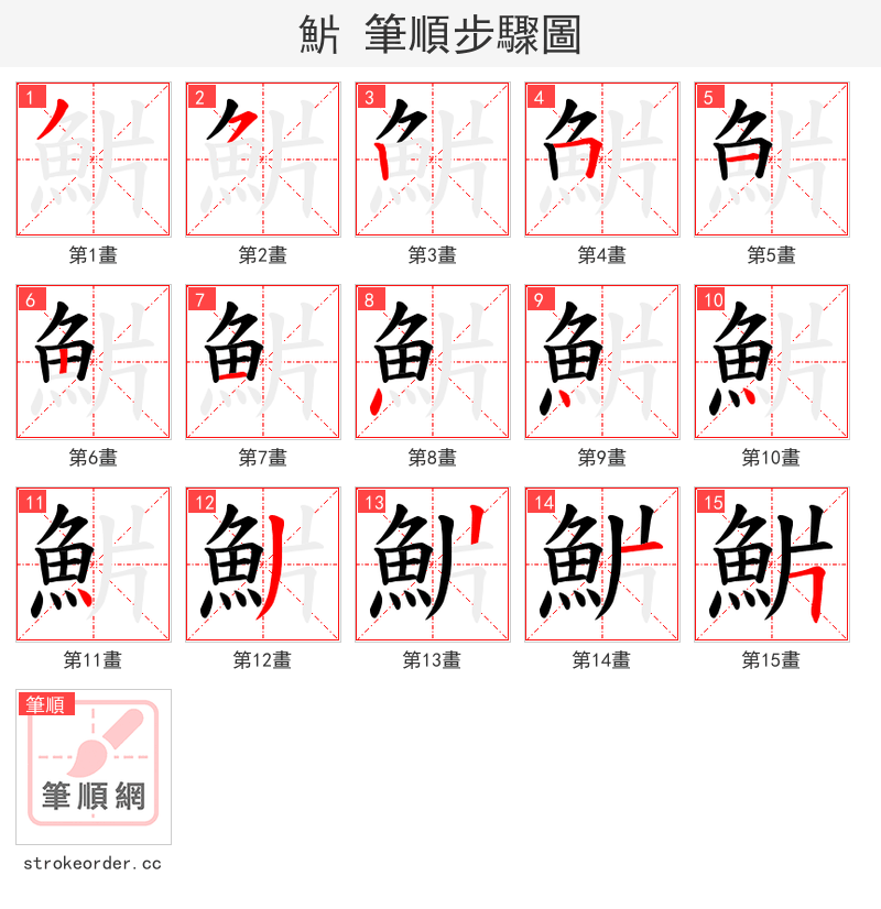 魸 的笔顺分步演示