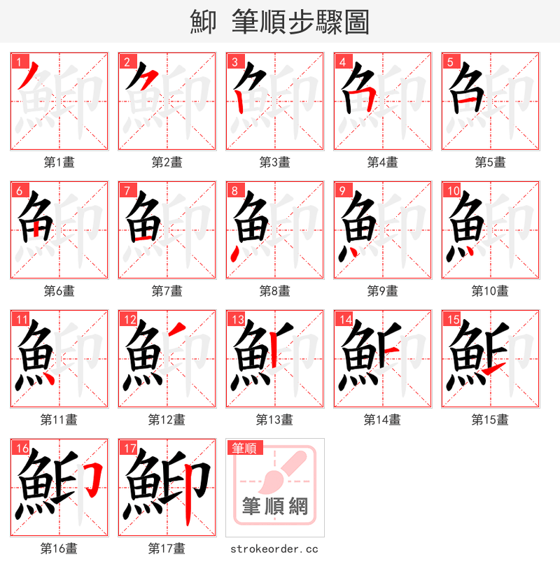 鮣 的笔顺分步演示