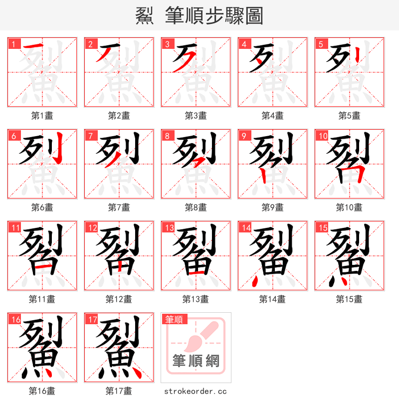 鮤 的笔顺分步演示