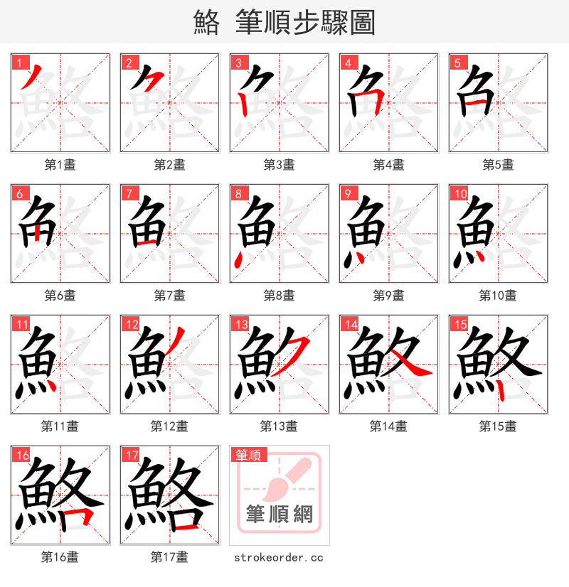 鮥 的笔顺分步演示