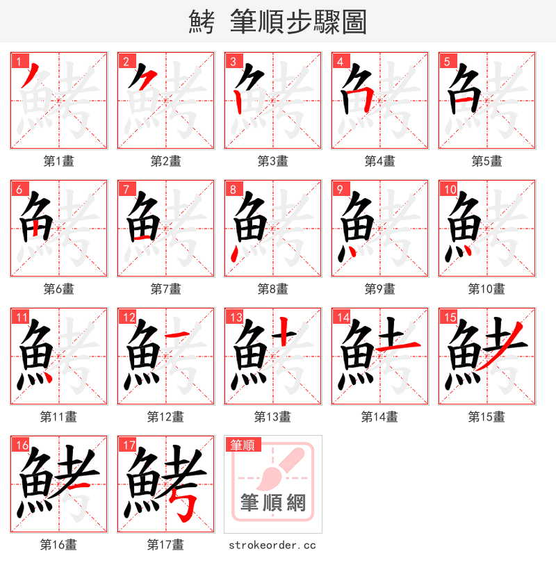 鮳 的笔顺分步演示