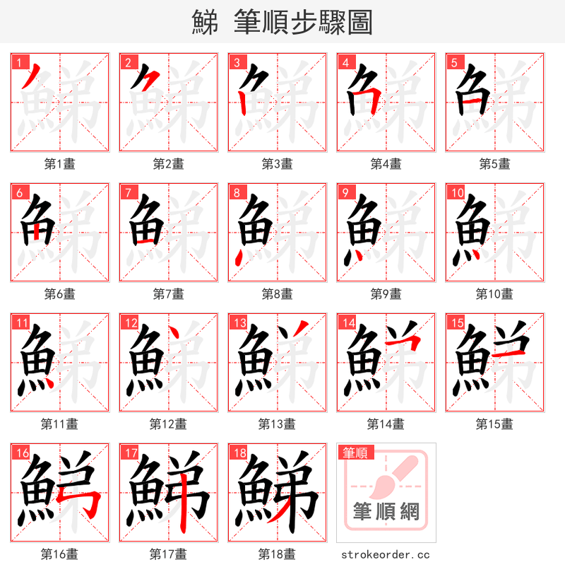 鮷 的笔顺分步演示