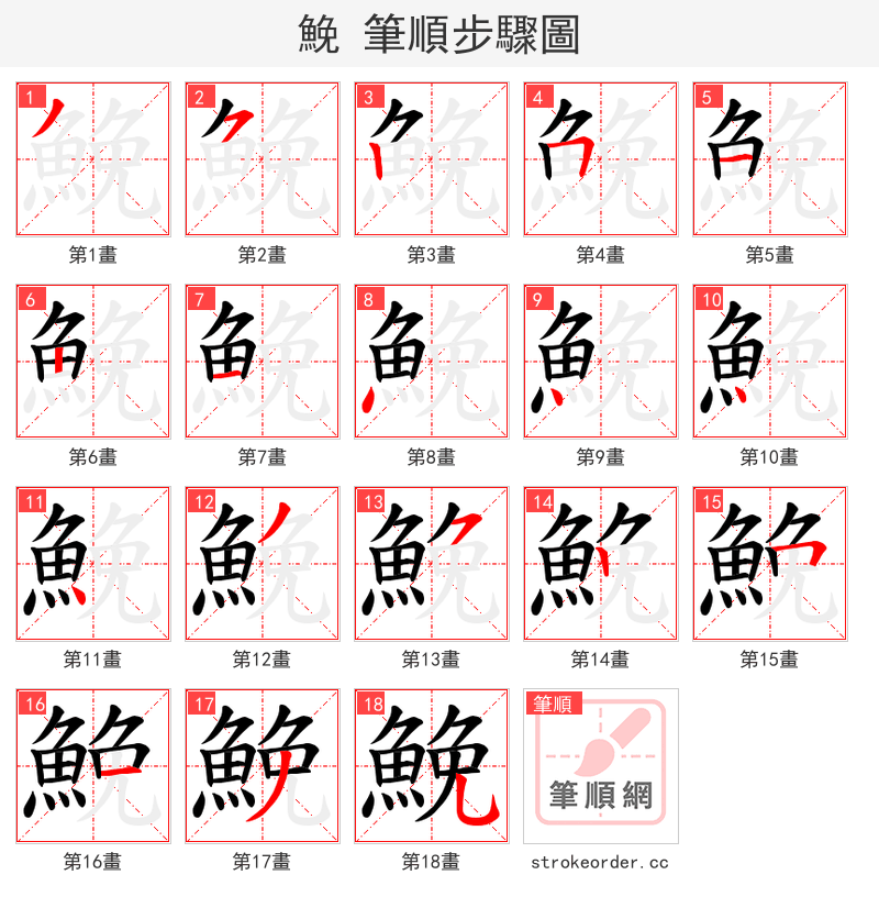 鮸 的笔顺分步演示