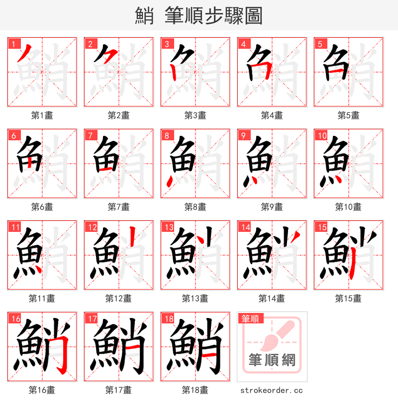 鮹 的笔顺分步演示