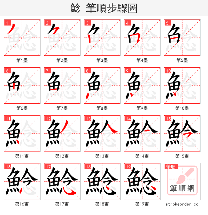 鯰 的笔顺分步演示