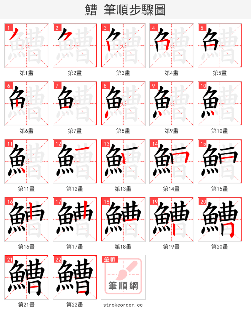 鰽 的笔顺分步演示