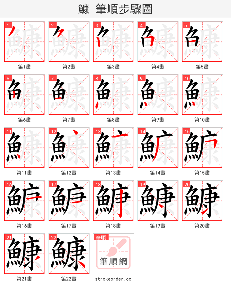 鱇 的笔顺分步演示