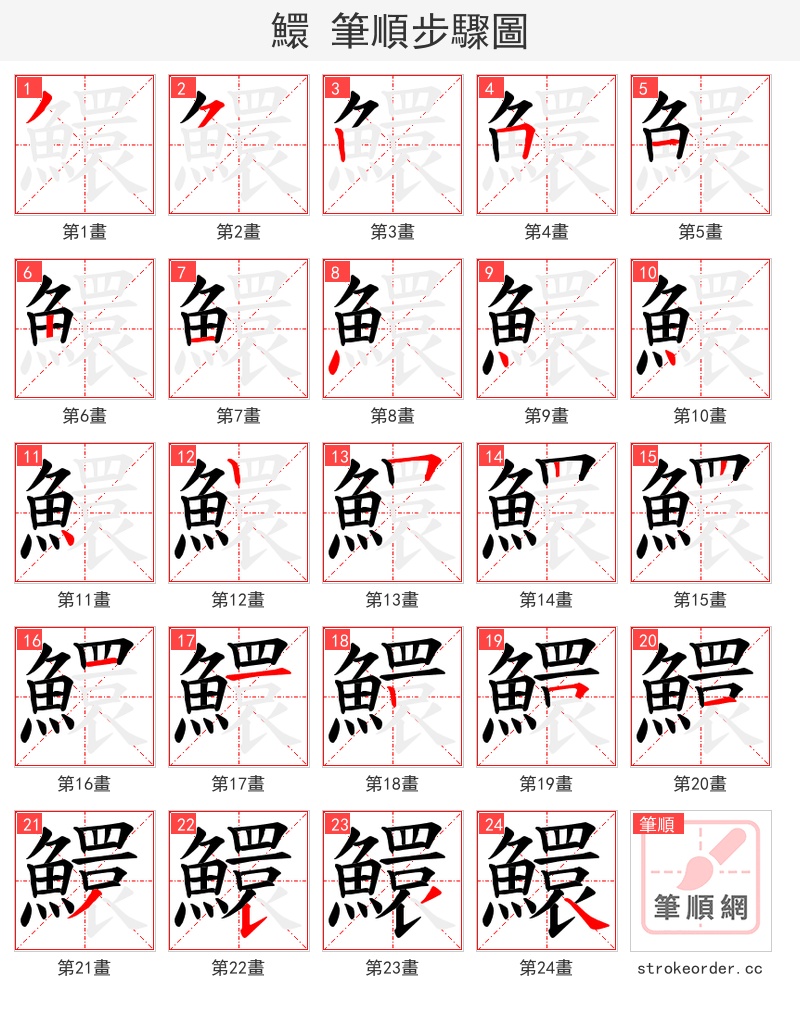 鱞 的笔顺分步演示