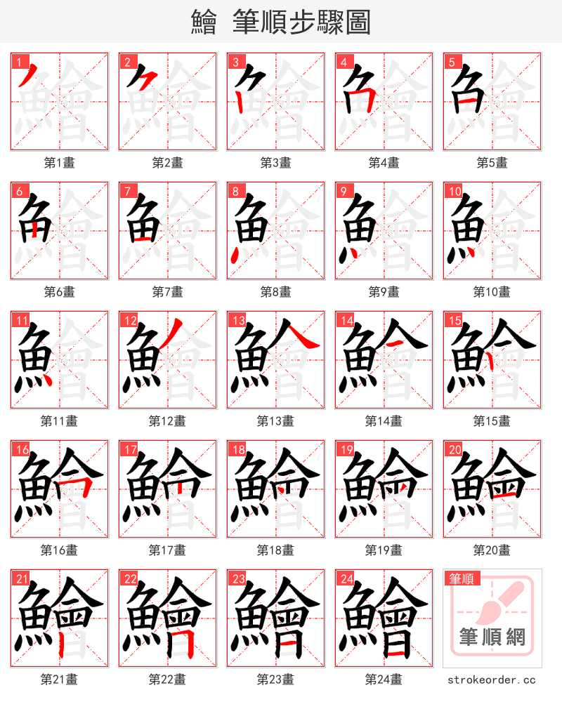 鱠 的笔顺分步演示
