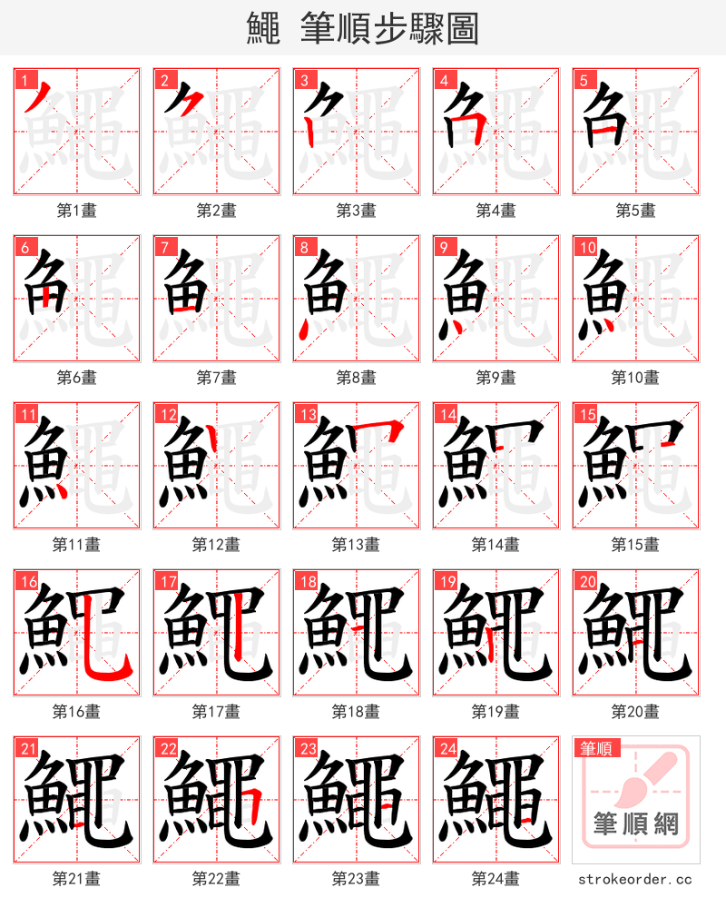 鱦 的笔顺分步演示