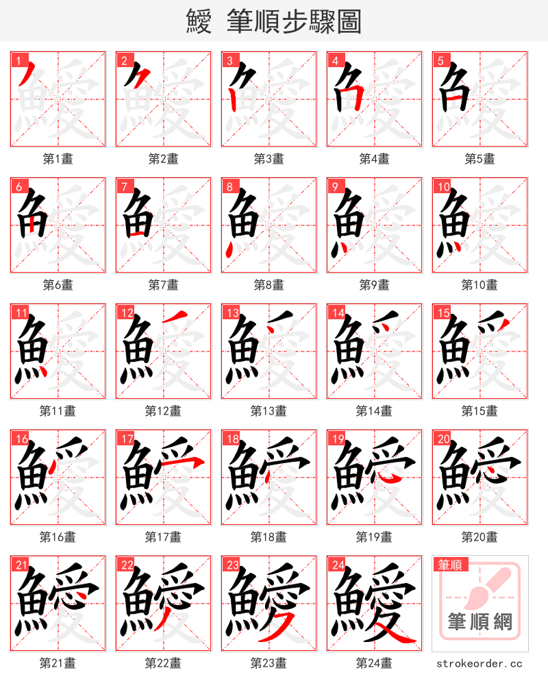鱫 的笔顺分步演示