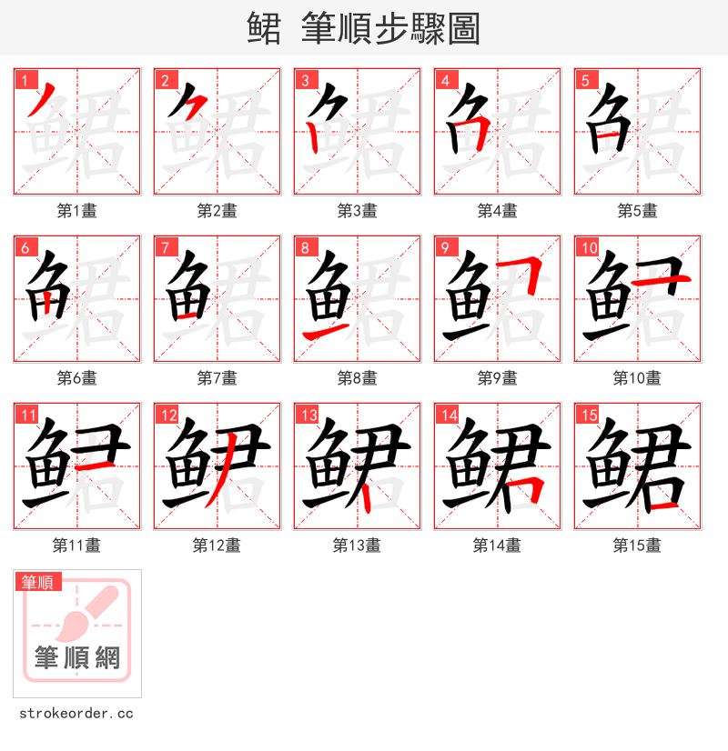 鲪 的笔顺分步演示