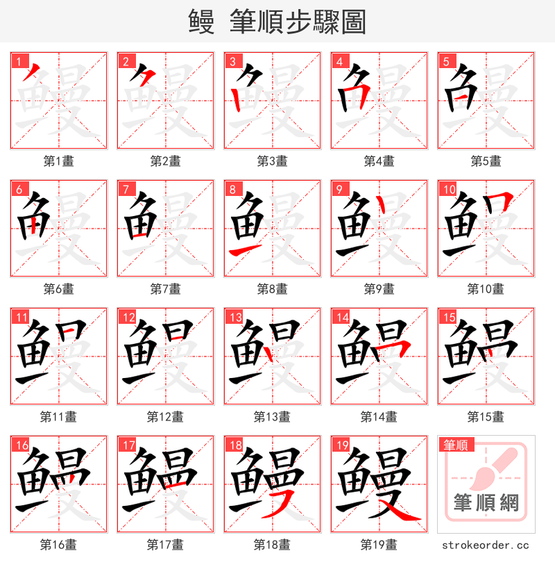 鳗 的笔顺分步演示