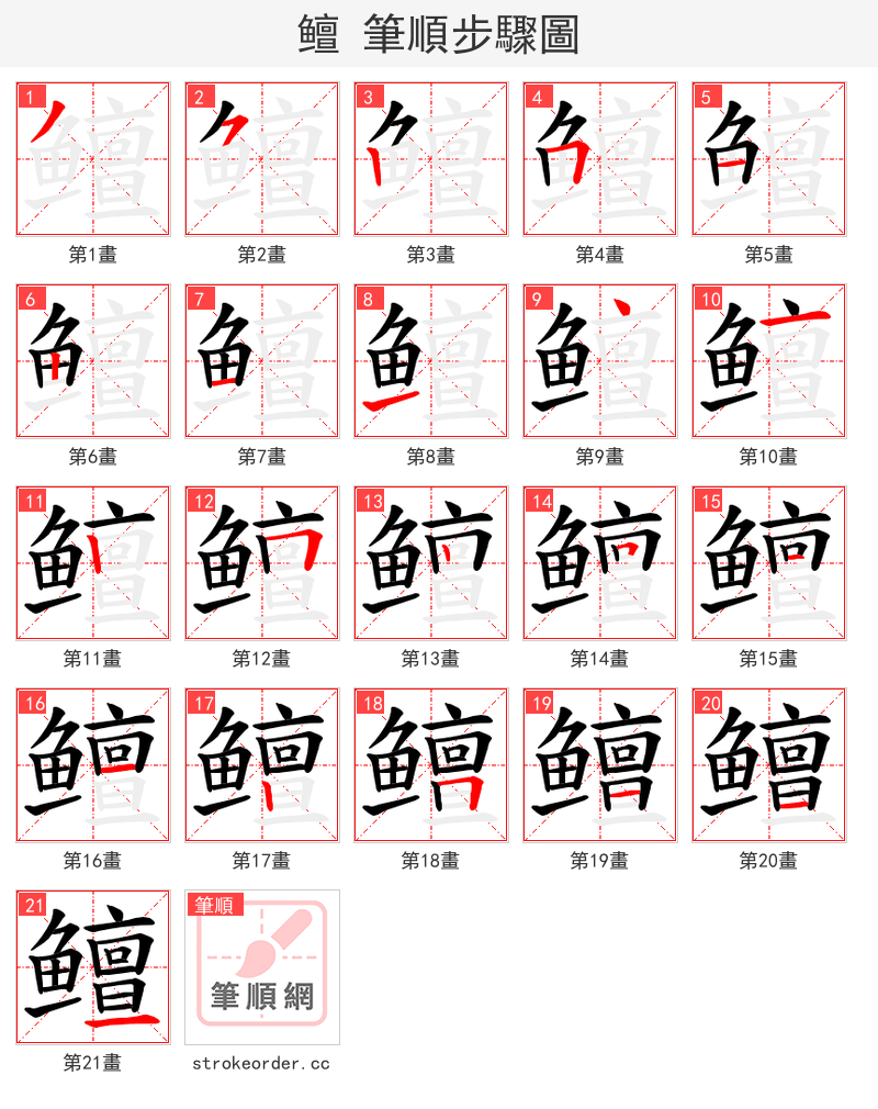 鳣 的笔顺分步演示