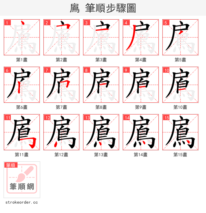 鳸 的笔顺分步演示