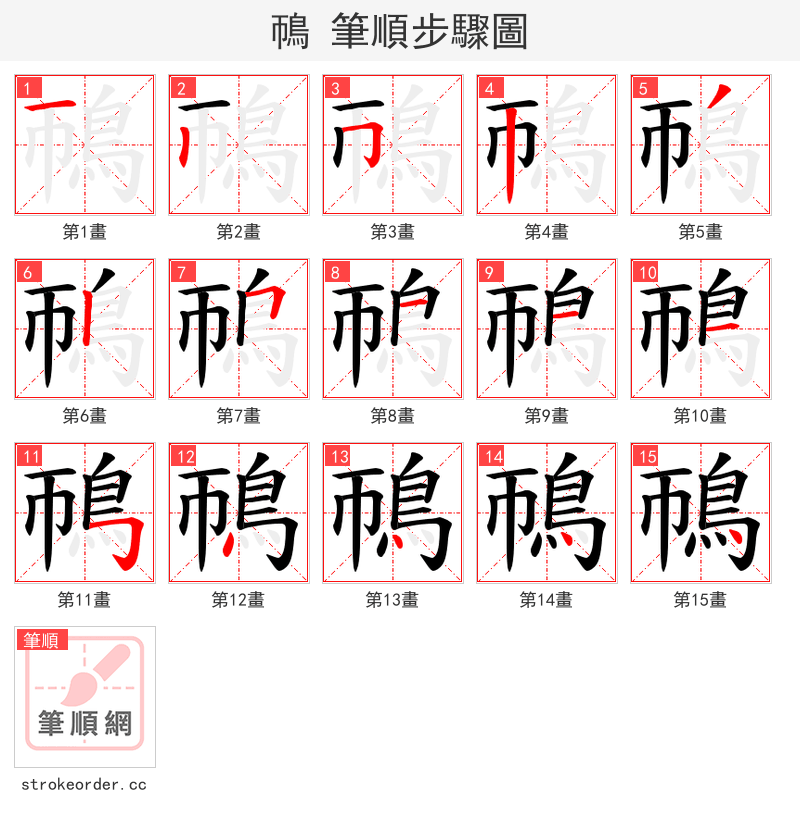 鳾 的笔顺分步演示