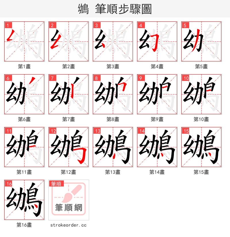 鴢 的笔顺分步演示