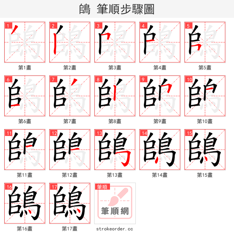 鴭 的笔顺分步演示