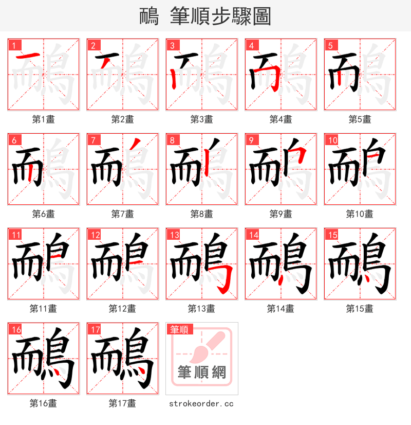 鴯 的笔顺分步演示
