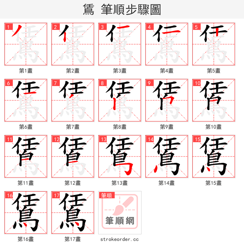 鵀 的笔顺分步演示