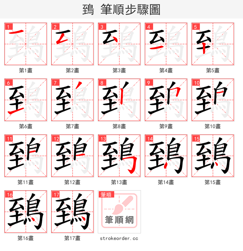 鵄 的笔顺分步演示