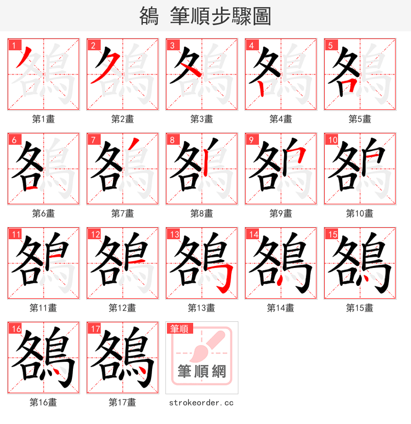 鵅 的笔顺分步演示