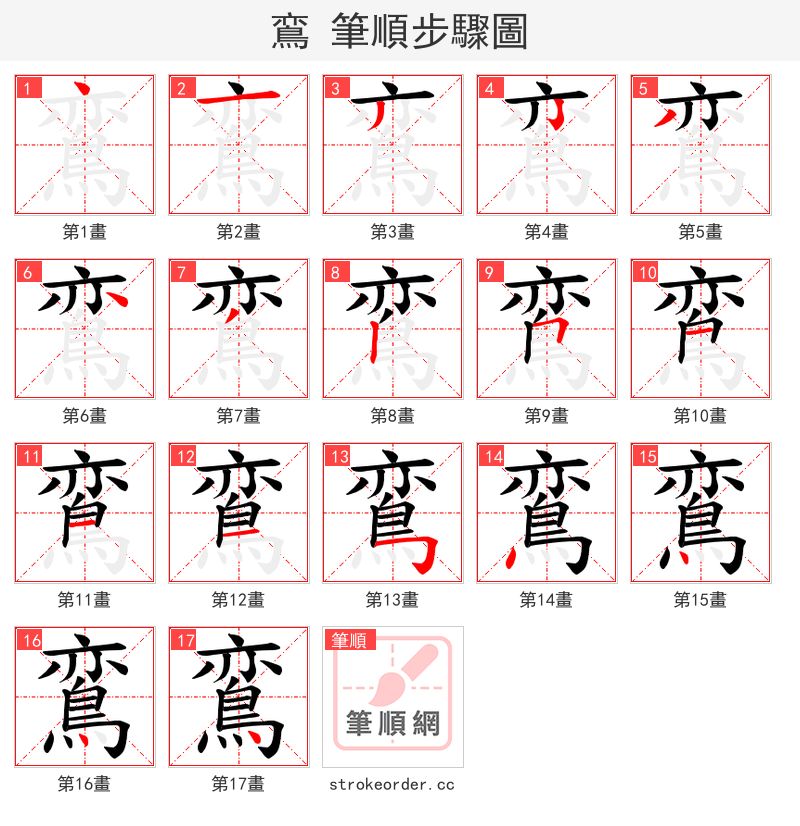 鵉 的笔顺分步演示