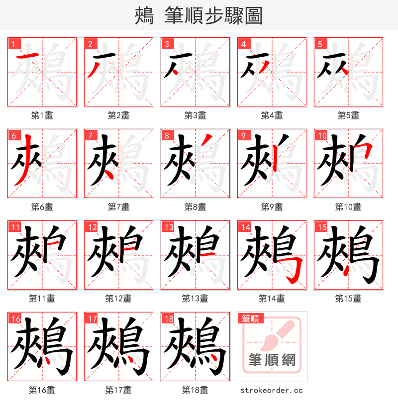 鵊 的笔顺分步演示