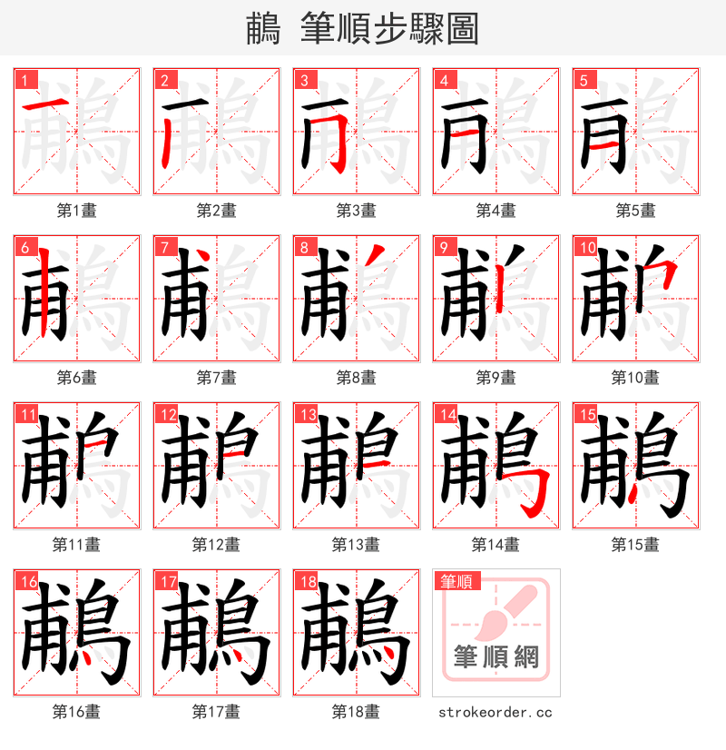 鵏 的笔顺分步演示
