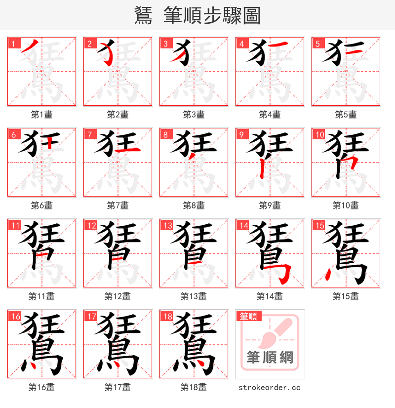 鵟 的笔顺分步演示