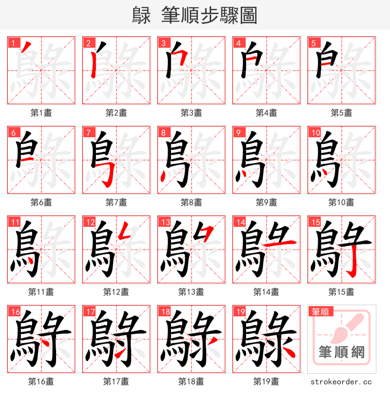 鵦 的笔顺分步演示