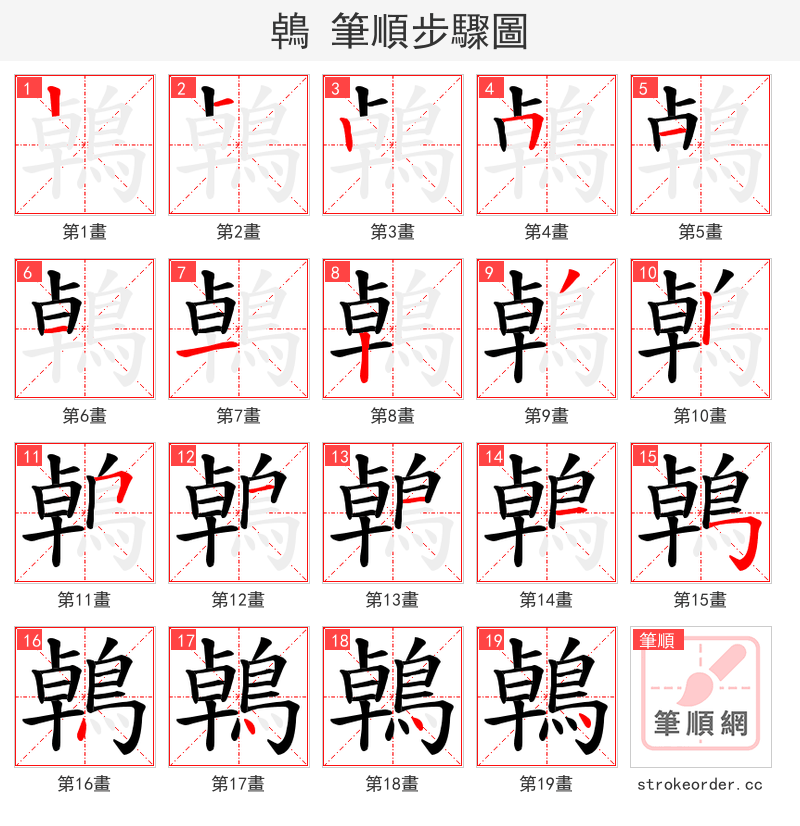 鵫 的笔顺分步演示