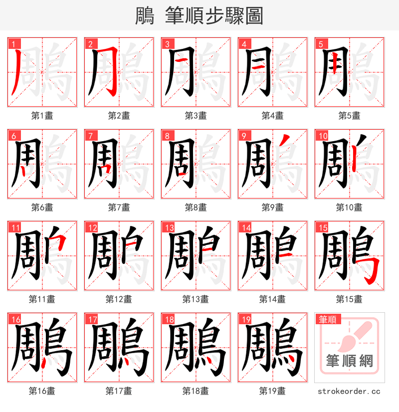 鵰 的笔顺分步演示