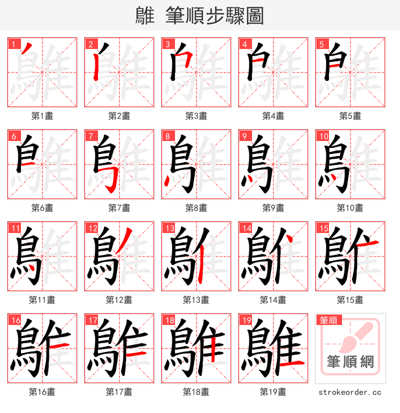 鵻 的笔顺分步演示