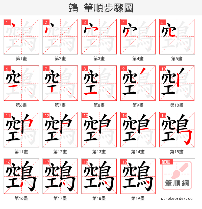 鵼 的笔顺分步演示