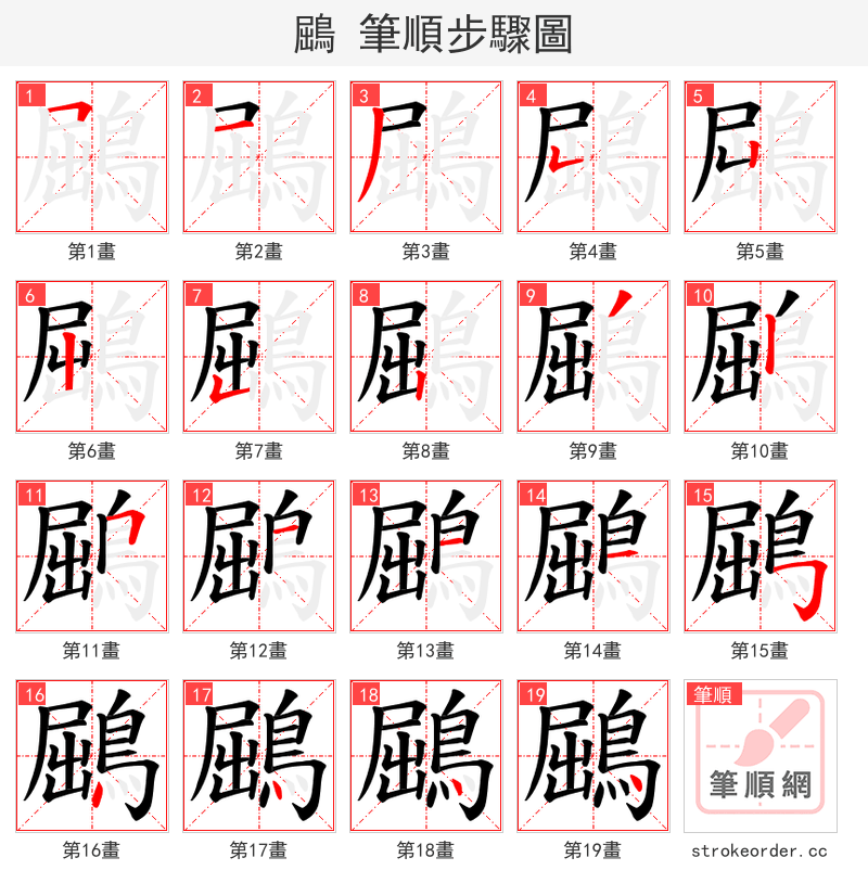 鶌 的笔顺分步演示