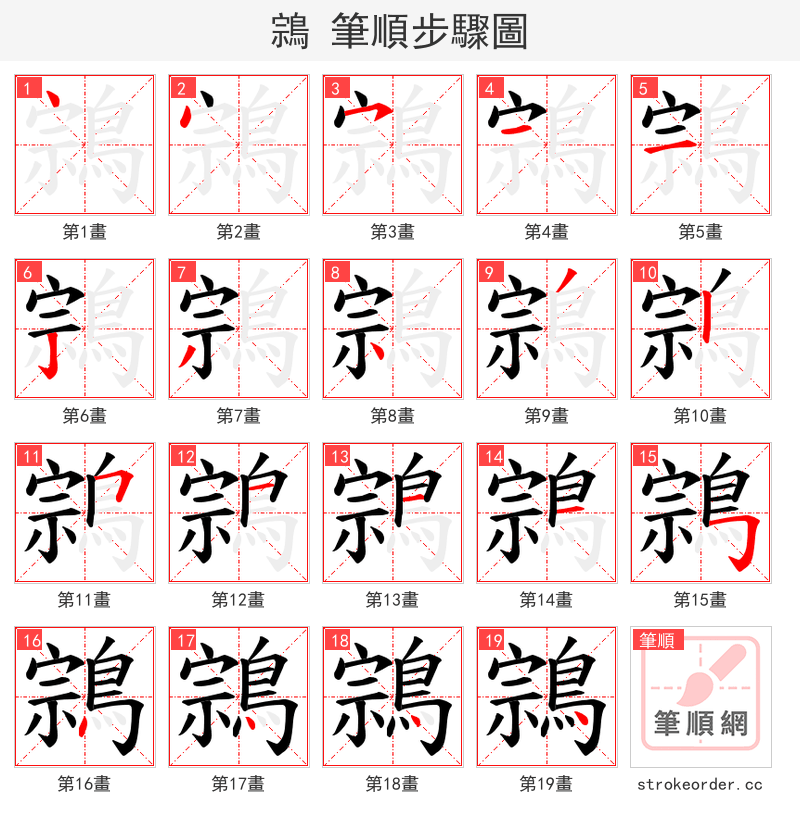 鶎 的笔顺分步演示