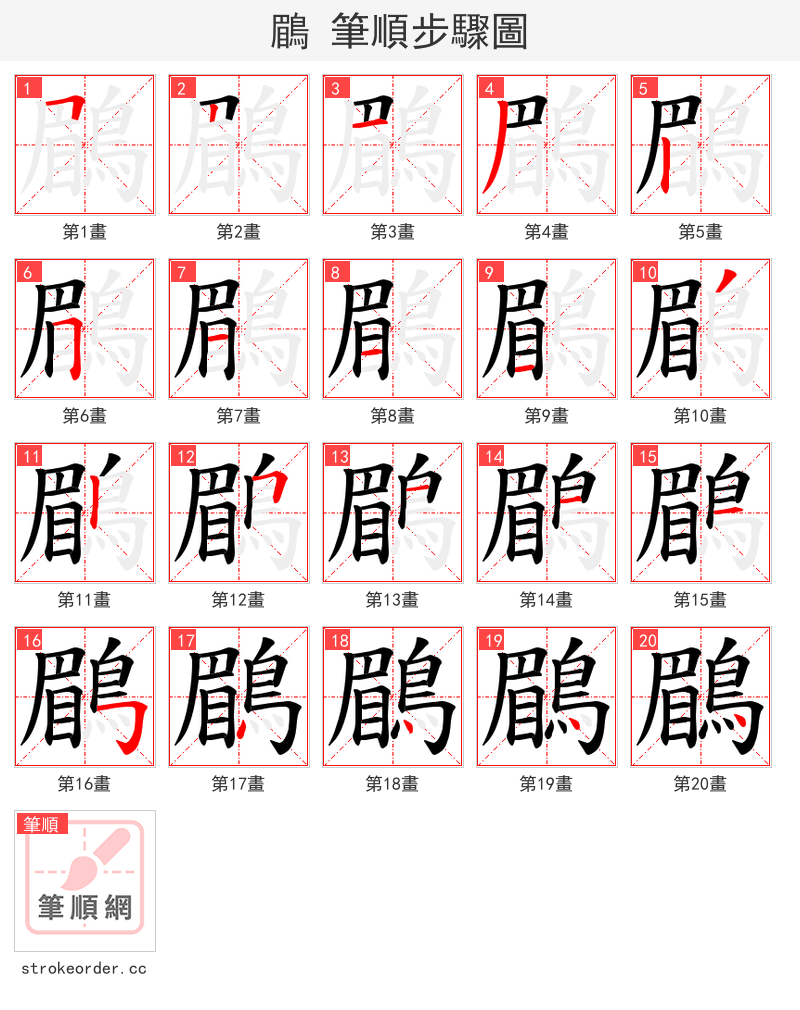 鶥 的笔顺分步演示