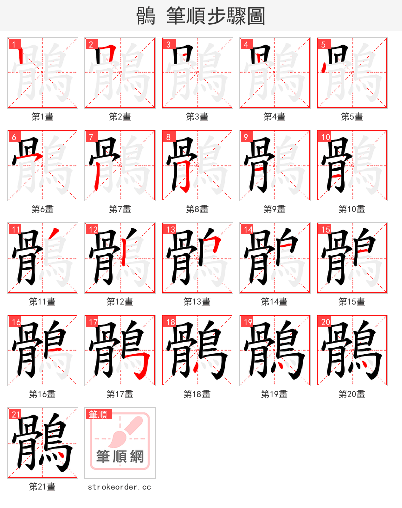 鶻 的笔顺分步演示