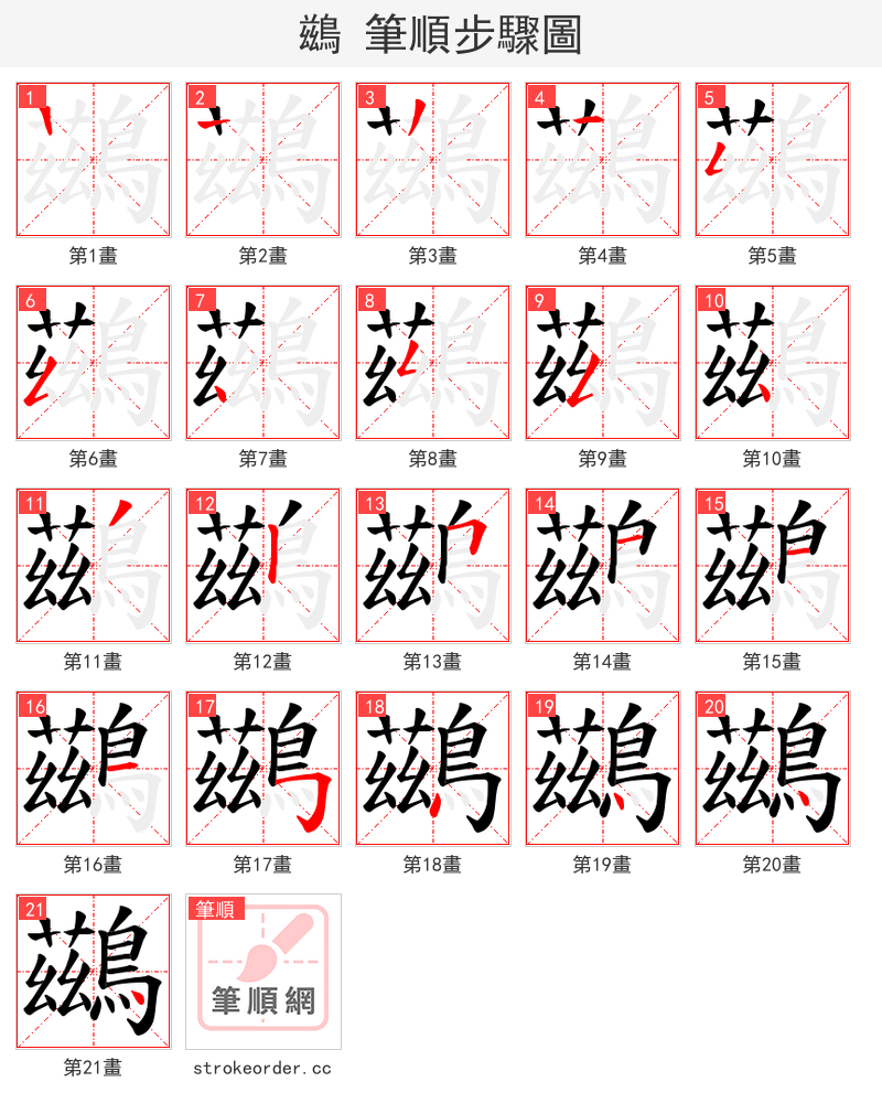 鷀 的笔顺分步演示