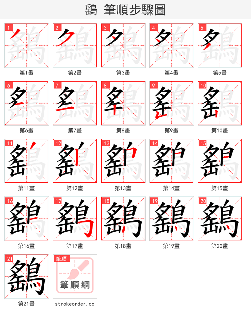 鷂 的笔顺分步演示