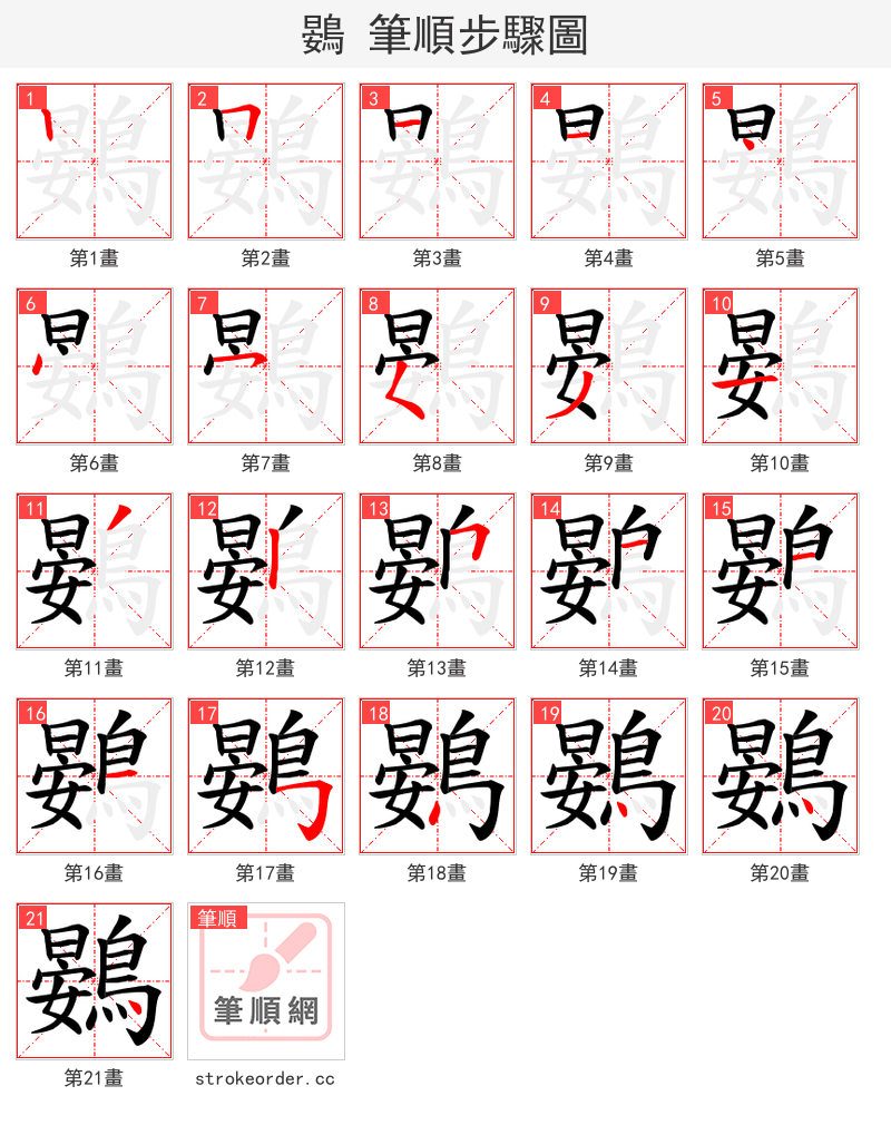 鷃 的笔顺分步演示
