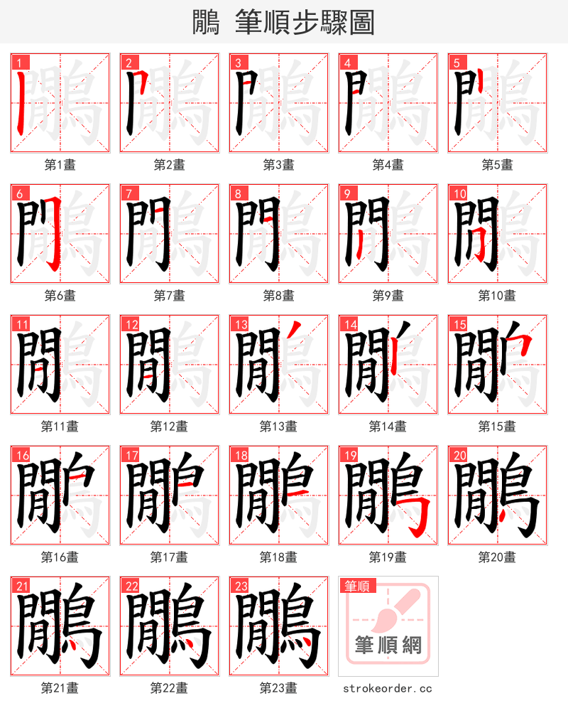 鷳 的笔顺分步演示