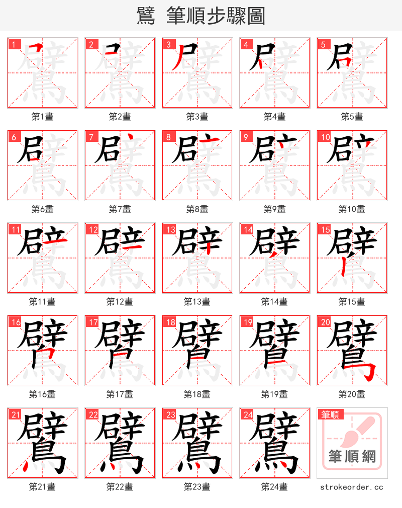 鷿 的笔顺分步演示