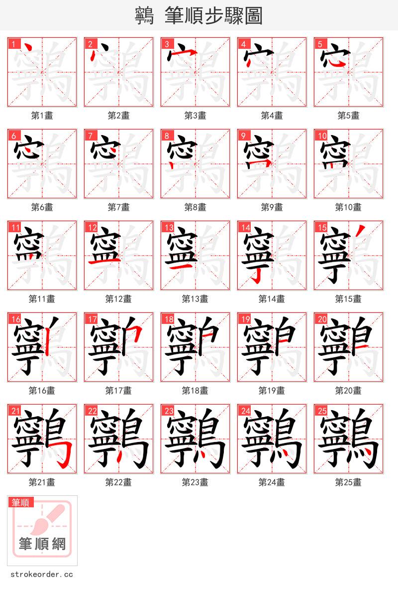 鸋 的笔顺分步演示