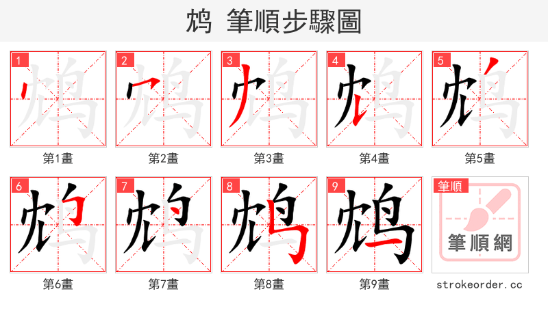 鸩 的笔顺分步演示